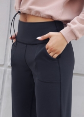 Custom women activewear black sport sweat jogger pants with side pockets