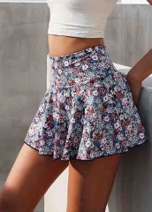 Girls Summer Sexy Floral Tennis Skirts Two Piece Skirt Set