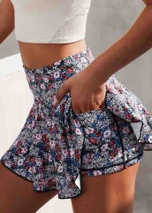 Girls Summer Sexy Floral Tennis Skirts Two Piece Skirt Set