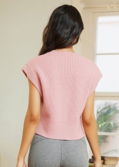 Women's Activewear Round Neck Sleeveless Pullover Knit Sweater Vest