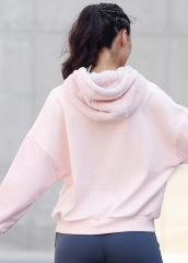 Women activewear pink hoodies with pokets can custom logo