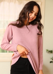Winter Women's Turtleneck Pink Sweater Classic-fit Lightweight Mockneck Sweater