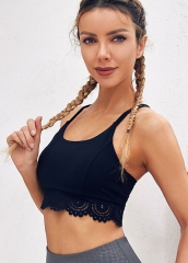 New design lace patchwork fitness lace sports bra