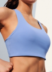 Breathable quick dry sustainable blue sports bra women fitness clothing custom