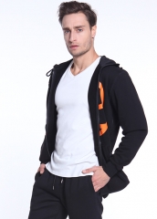 Men's plain cotton hoody sweat suits sport black jacket wholesale