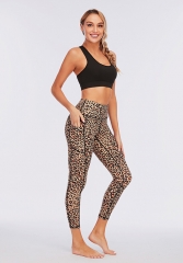 Sexy Leopard Printed Sport Yoga Leggings with Pocket Women Fitness Yoga Leggings Wholesale