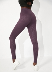 2023 New Wine Red Women High Waisted Leopard Embossment with Pockets Ultra Soft Yoga Pants Workout Leggings