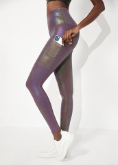 In Stock Workout Pockets Yoga Leggings With Colorful Shinny Gym Leggings Wholesale