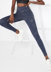 Yoga Wear Manufacturer Directly 7/8 Yoga Tights With Reflective Silver Speckles High Waist Yoga Leggings With Side Pockets
