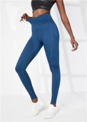 Ready to Ship High Waist Workout Leggings In Dark Blue with Pockets Fitness Yoga Pants