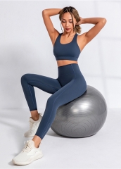 2023 New High Waist Hip Lift High Elastic Lycra Free Cut Solid Color Sports Tights Women Yoga Leggings