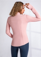 2023 New women's yoga workout sports jacket high elastic slim fit stand up collar full zip jackets