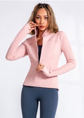 2023 New women's yoga workout sports jacket high elastic slim fit stand up collar full zip jackets