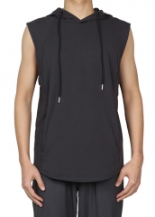 Sleeveless T Shirts Wholesale Custom Mens Summer Outdoor Sportswear Hooded Tank Top