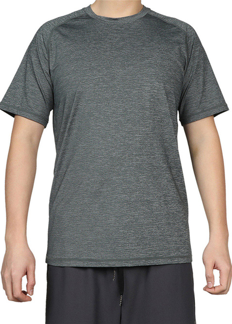 Custom Mens Gym Sports Fitness Round Neck Solid T-Shirt Tee with Elastic Breathable Fabric