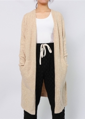 Autumn Clothes Casual Apparel Solid Color Simple Long Cardigan Knitted Coat