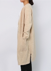 Autumn Clothes Casual Apparel Solid Color Simple Long Cardigan Knitted Coat