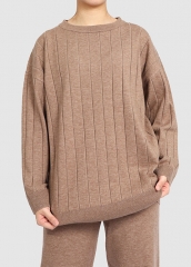 Crew Neck Sweater Thickened Loose Pullover Warm Sweaters Bottomed Sweater