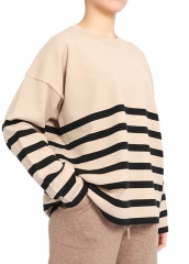 Vintage Loose Striped Sweater New Fashionable Round Neck Pullover Women Winter