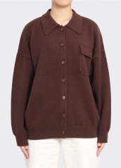 Wholesale Women Warm Loose Knit Jacket Coat Sweater Cardigan with Pocket