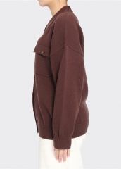 Wholesale Women Warm Loose Knit Jacket Coat Sweater Cardigan with Pocket