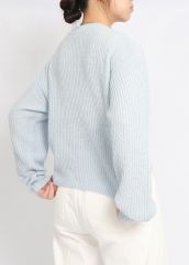 Women′ S Autumn Winter Fashion Sweater Long Sleeved Loose Solid Color Pullover Knit Sweater