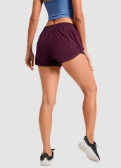 Summer Stretch Waist Gauze Yoga Shorts Loose Breathable Hidden Zipper Pocket Sports Shorts Women