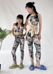 Printed Quick Dry Soft Girls Running Fitness Training Yoga Wear Parent-child Suit