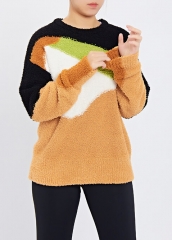 Warm Lamb Wool Sweater Long Sleeved Oversized Round Neck Fashion Pullover Knitwear Sweater