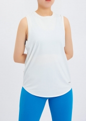 White Elastic Quick Drying Yoga Top Sleeveless Sports Vest Custom