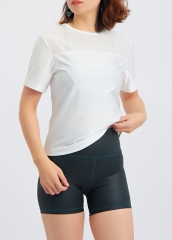 Women's New Fast Dry Stretch Loose Running Mesh White Shortsleeve T-shirt Wholesale