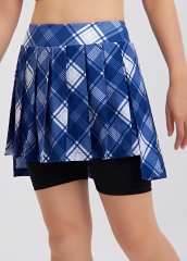 Scottish Style High Waist Two Pockets Women Gym Golf Tennis Skirt Dress with Shorts