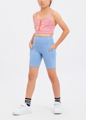 Elasticity Kids Biker Shorts Girls Sports Yoga Shorts with Pockets