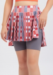 Wholesale High Waist Scottish Style Women Gym Golf Tennis Skirt Dress with Shorts
