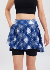 Scottish Style High Waist Two Pockets Women Gym Golf Tennis Skirt Dress with Shorts