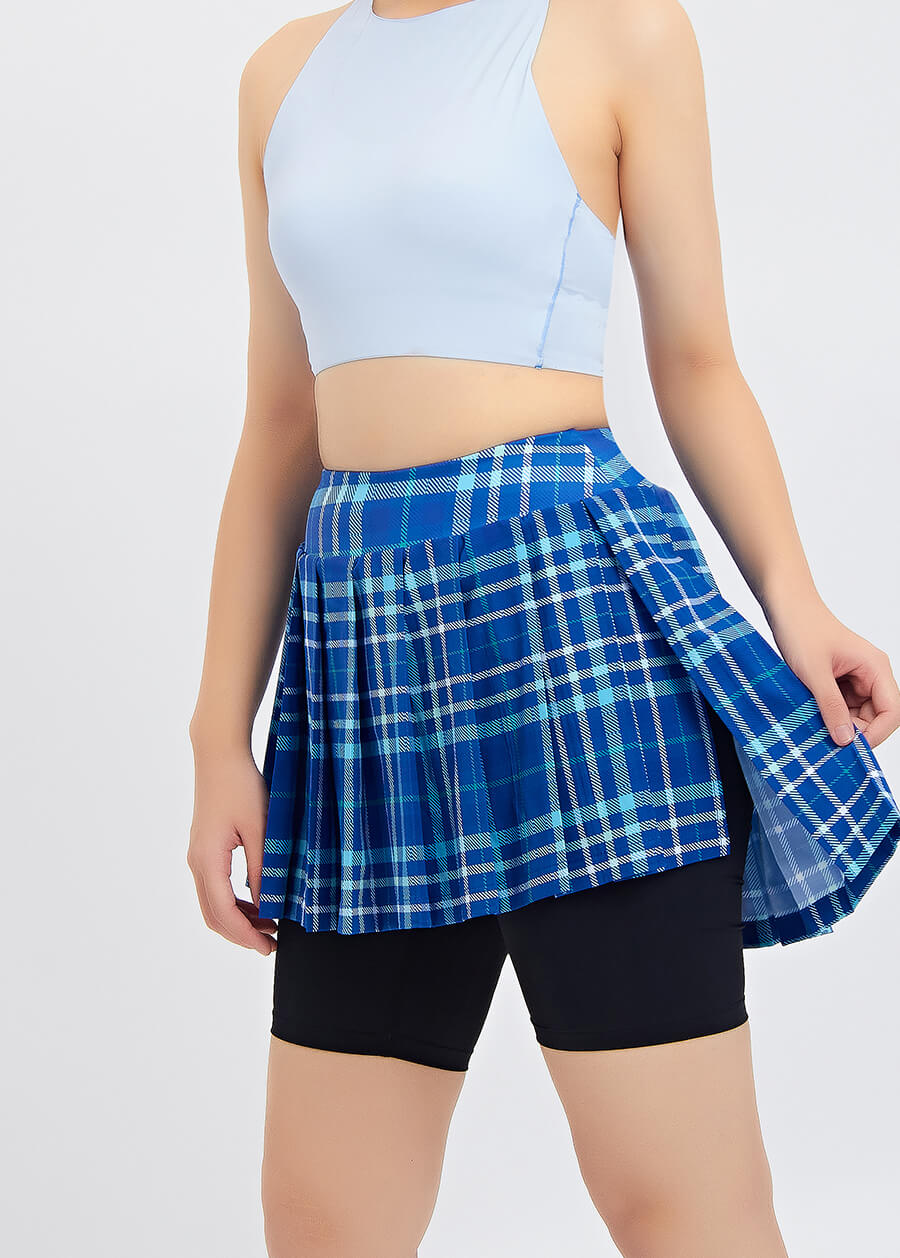 OEM ODM High Waist Scottish Style Women Gym Golf Tennis Skirt Dress with Shorts