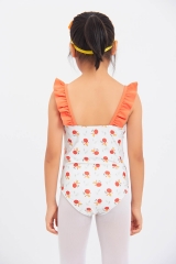 Quick Drying Ruffle Shoulder Strap Cute Fruit Printed Girl's One-Piece Swimwear