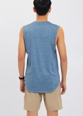 Quality Breathable Comfortable Polyester Spandex Men's Blue Sleeveless Tank Top
