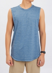 Quality Breathable Comfortable Polyester Spandex Men's Blue Sleeveless Tank Top