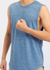 Quality Breathable Comfortable Polyester Spandex Men's Blue Sleeveless Tank Top