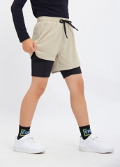 Breathable Cool Boys Sports Fake Two Piece Shorts