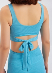 Women Fitness Yoga Set Shockproof Bandage Sports Bra And Shorts Custom
