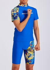 Mens Tight Elastic Sun Protection 2 Pieces Rash Guard Swimwear Suit Customization