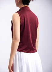 Women Sports Golf Tennis Stand-up Collar Casual Zip Sleeveless T-shirt