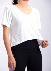 V-Neck Blank Women Crop Tees Customizable Street Wear Crop Top Tshirts