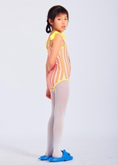Customized Sublimated Orange and White Stripes Girls One Piece Swimsuit