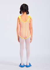 Customized Sublimated Orange and White Stripes Girls One Piece Swimsuit