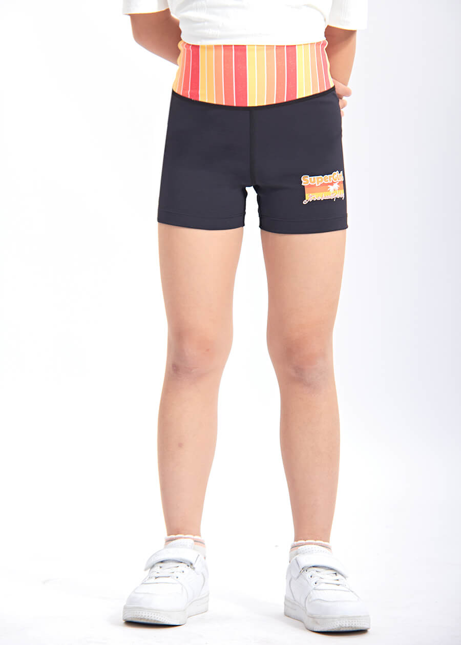 Rainbow High Waist Quick Dried High Elastic Girls Sports Shorts OEM