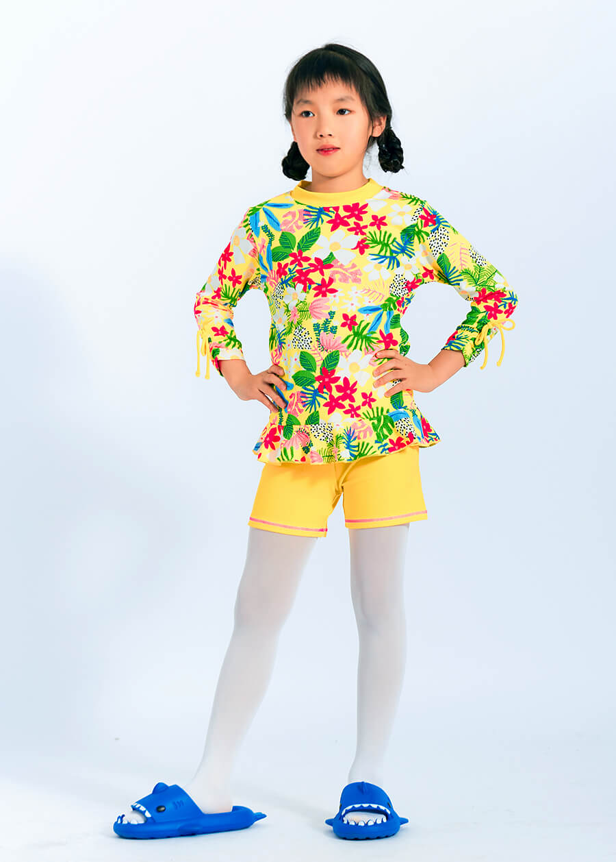 2023 New Style Fashion Floral Print Kids Girls One Piece Swimwear Swimsuits