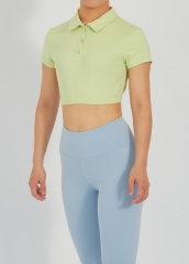 Wholesale Womens Jersey Short Sleeve Golf Polo Shirt Crop Top Ladies Tennis Top